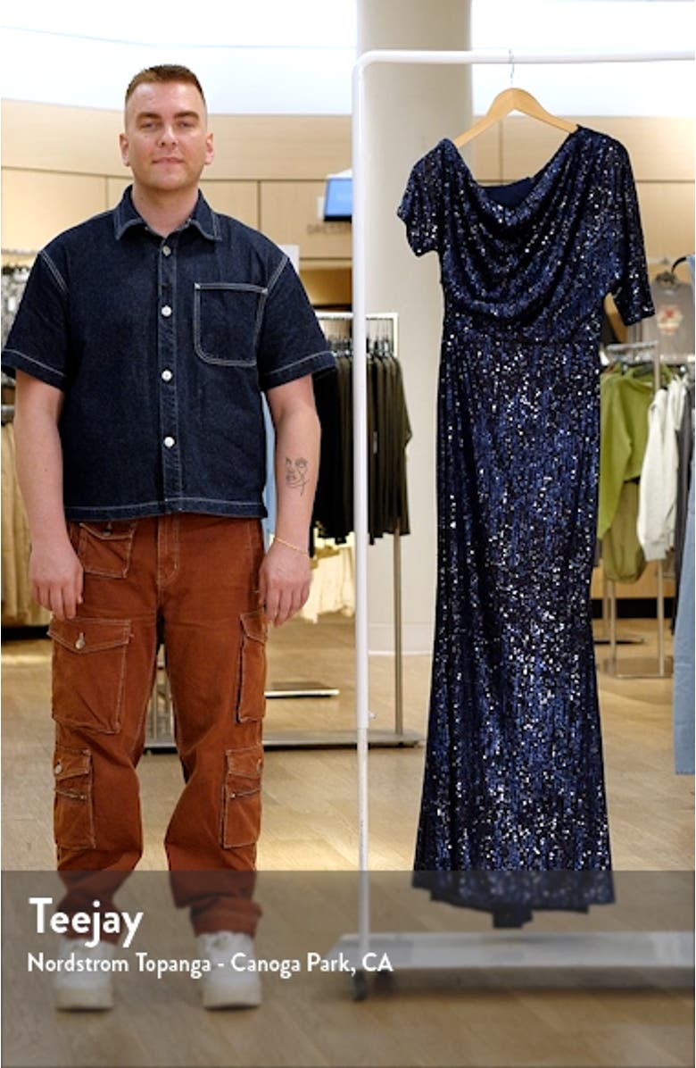 Sequin One-Shoulder Gown, sales video thumbnail
