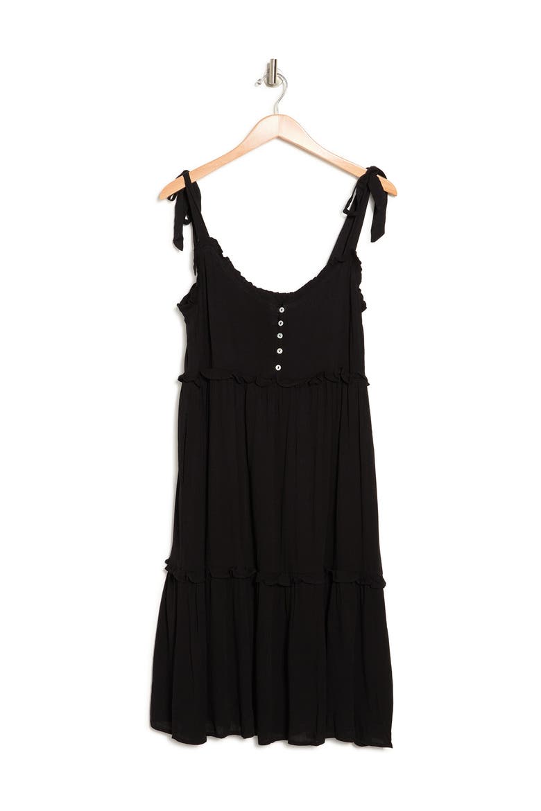 Tie Strap Tank Dress, Alternate, color, BLACK
