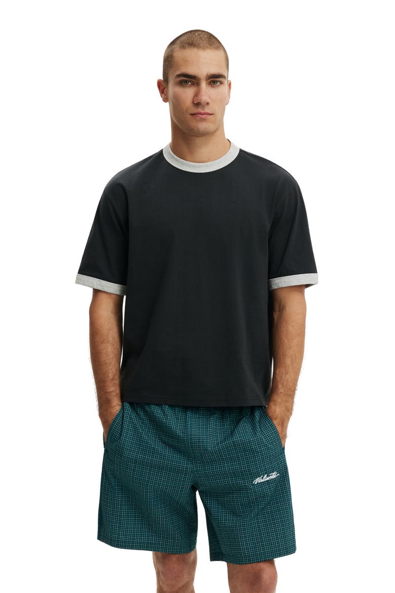 Men's Baggy Swim Short, Alternate, color, Teal Check Seersucker