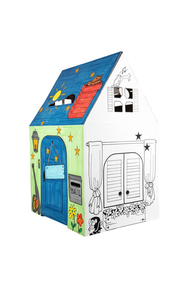 Easy Playhouse Kid's Art & Craft Blank Cardboard Clubhouse, Alternate, color, Multicolored