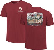 IMAGE ONE Women's Crimson Oklahoma Sooners Comfort Colors Campus Scene Drawing Script T-Shirt
