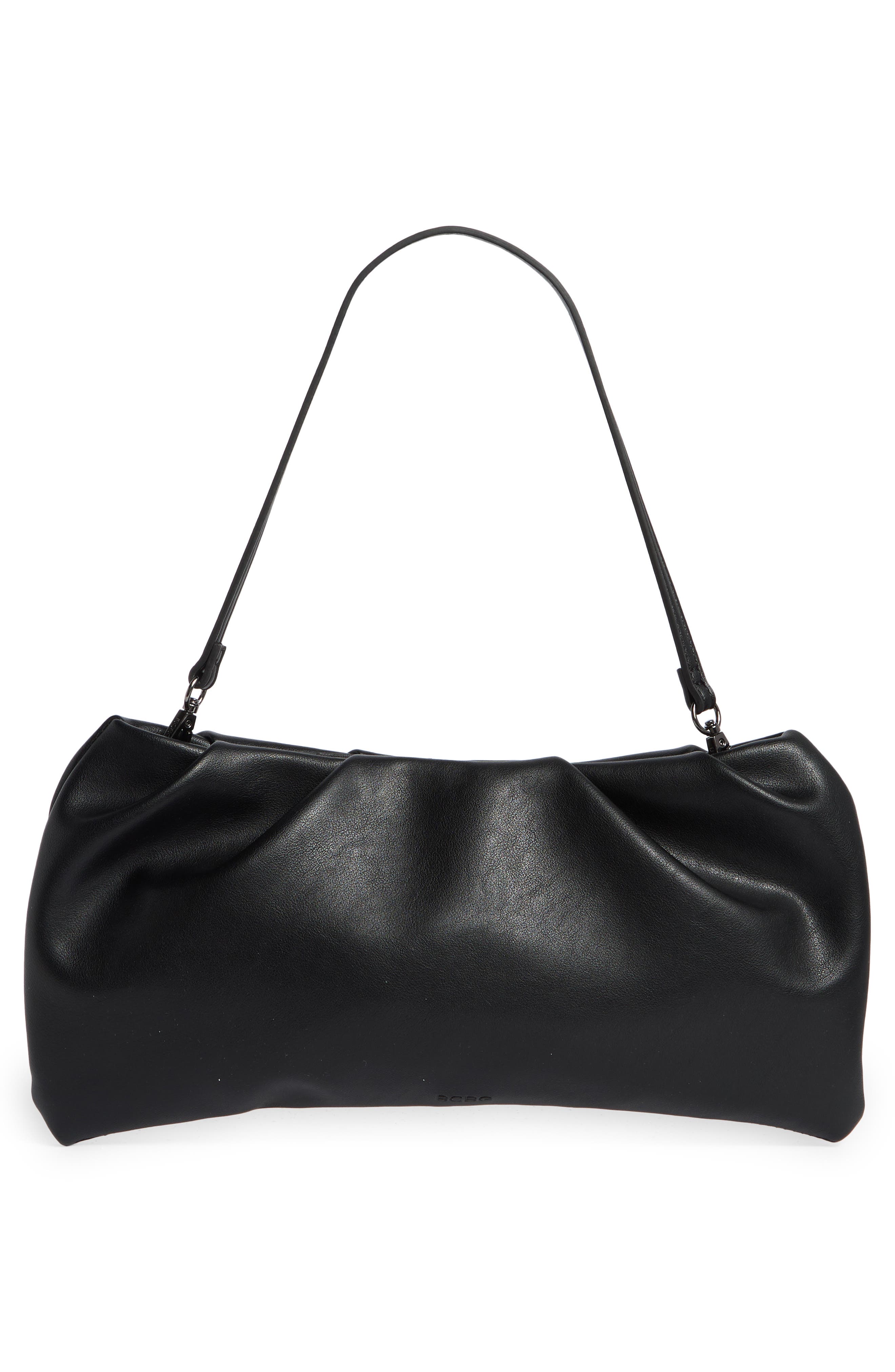 BCBG Ruched Convertible Clutch, Alternate, color, Black