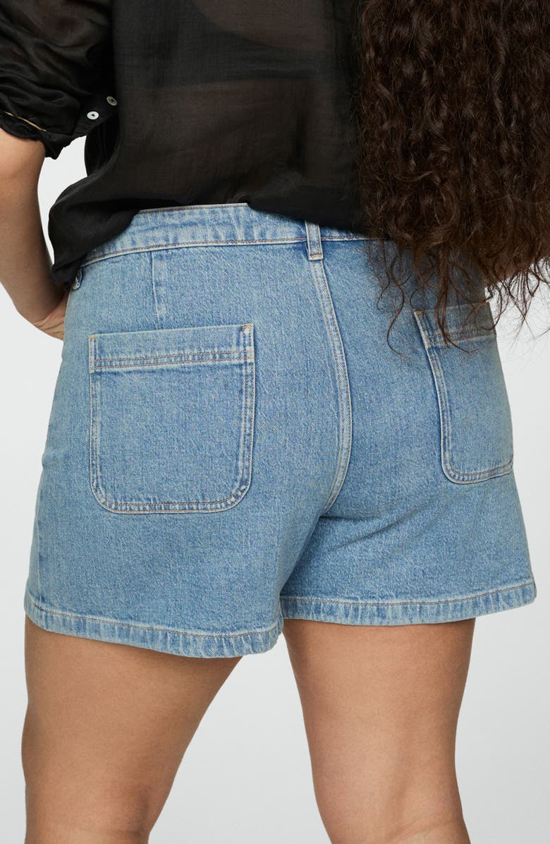 MANGO Patch Pocket Denim Shorts, Alternate, color, 