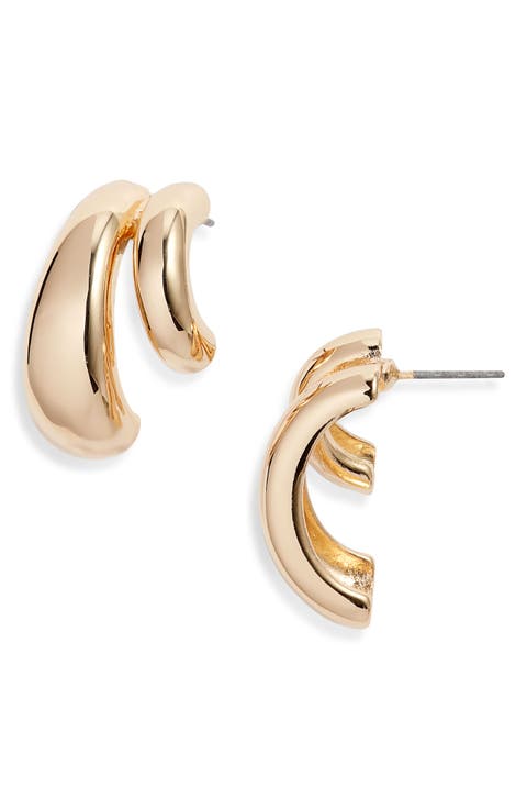 Double Curved J-Hoop Earrings