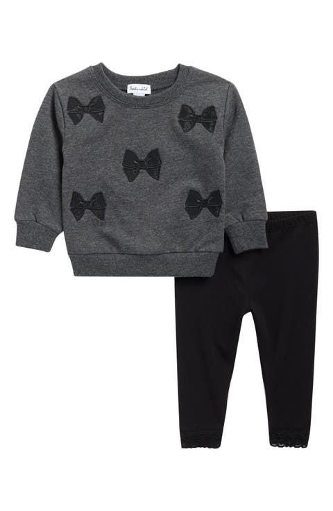 Lacy Bow Cotton Blend Sweatshirt & Leggings Set (Baby)