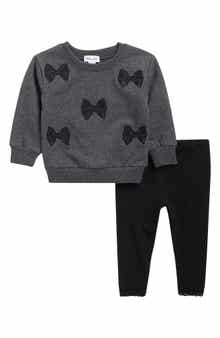 Lacy Bow Cotton Blend Sweatshirt & Leggings Set