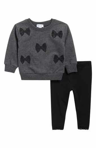 Lacy Bow Cotton Blend Sweatshirt & Leggings Set