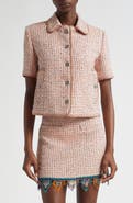 Etro Short Sleeve Crop Tweed Jacket