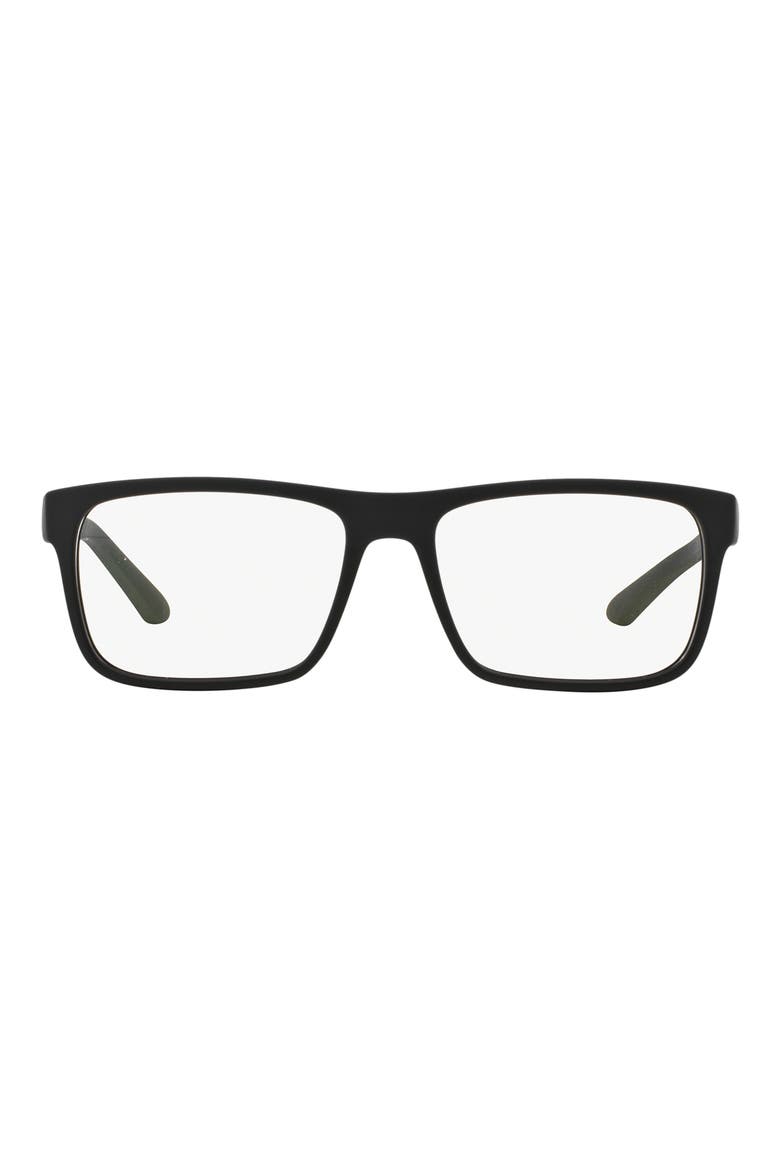 54mm Rectangular Optical Glasses, Main, color, RUBBER BLACK
