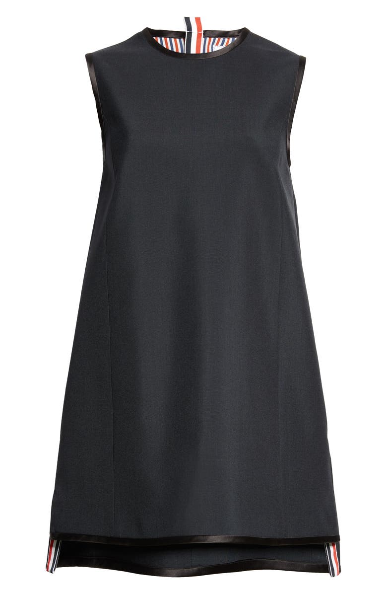 Thom Browne School Uniform Wool Blend Shift Minidress, Alternate, color, Black