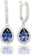 SUZY LEVIAN Sterling Silver Pear Shape Sapphire & Lab Grown White Sapphire Drop Earrings