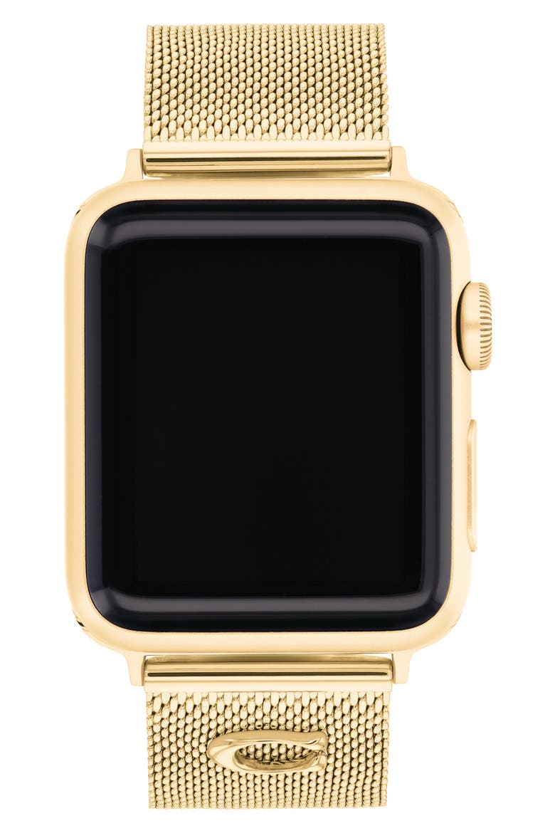 20mm Goldtone Stainless Steel Mesh Apple Watch® Watchband, Main, color, GOLD