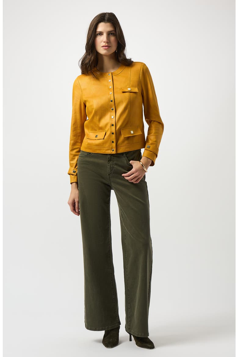 Collarless Foiled Faux Leather Jacket, Alternate, color, MEDALLION