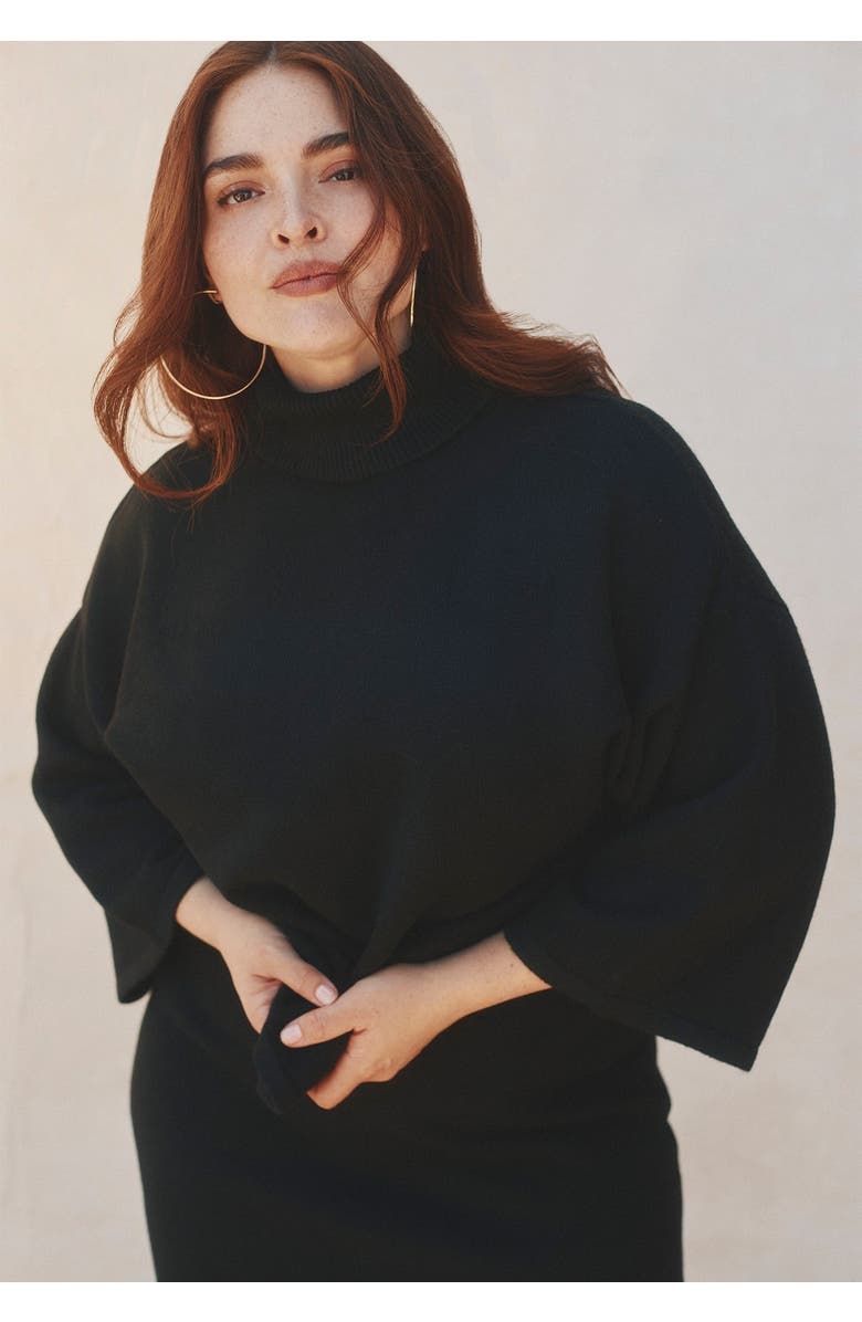 ELOQUII Draped Cropped Sweater, Main, color, Shaved Chocolate