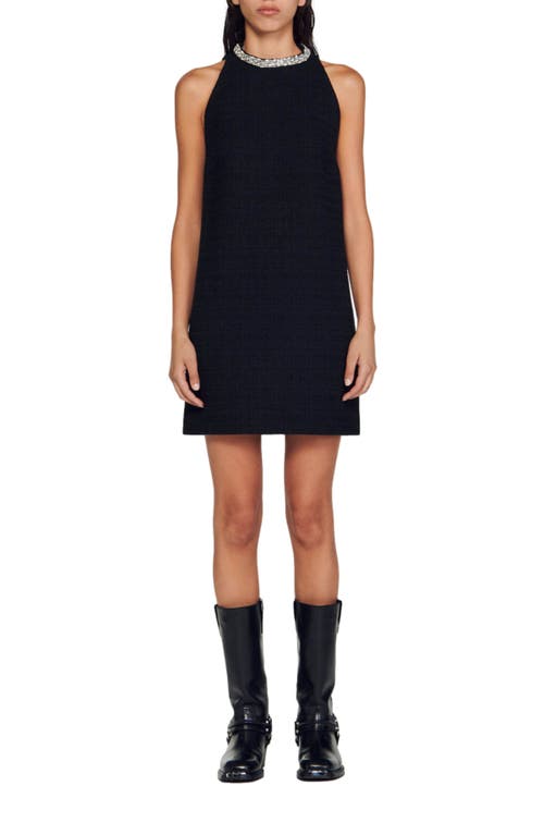 Sandro Dress With Jewellery Collar In Black