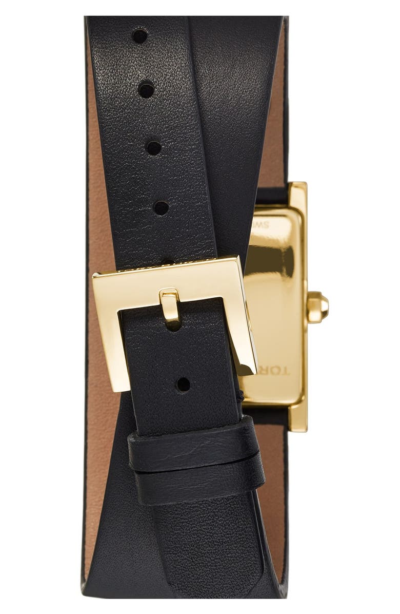 Tory Burch 'Buddy Signature' Rectangular Wrap Leather Strap Watch, 17mm x 31mm, Alternate, color,