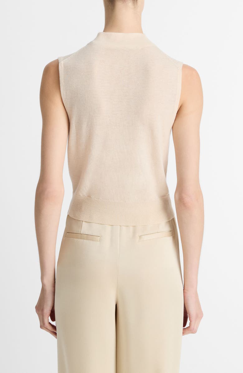 Vince Sleeveless Mock Neck Wool Blend Knit Top, Alternate, color, Off White