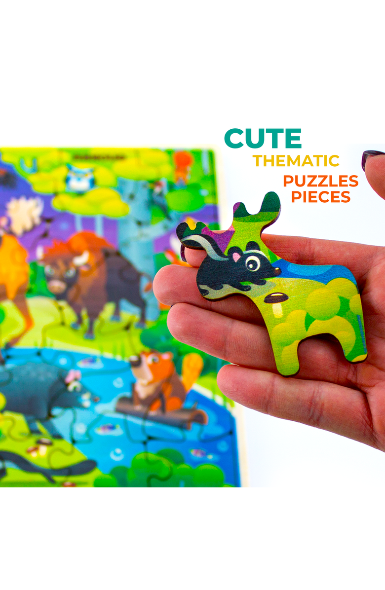 Quokka Wooden Puzzles for Kids - 28-Piece Jigsaw Puzzles for Toddlers, Alternate, color, Wild Animals