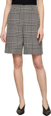 Lafayette 148 New York Clark Grid Plaid Corded Cotton Wide Leg Shorts