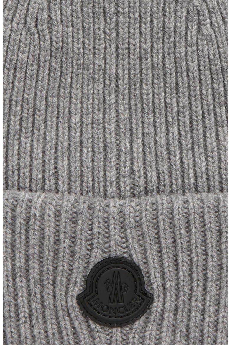 Leather Logo Patch Cashmere Beanie, Alternate, color, GRAPHITE GRAY