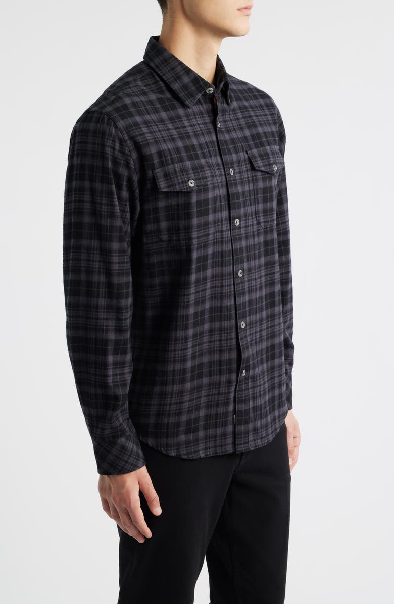 James Campbell Ysabel Trim Fit Plaid Cotton Button-Up Shirt, Alternate, color, Black