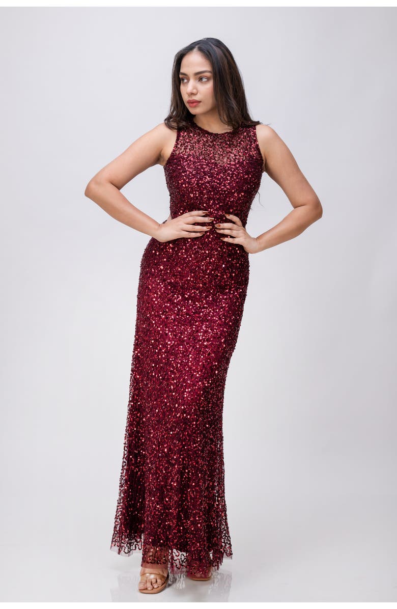 CREEA the Label Sequin Embellished Sleeveless Column Gown, Main, color, 