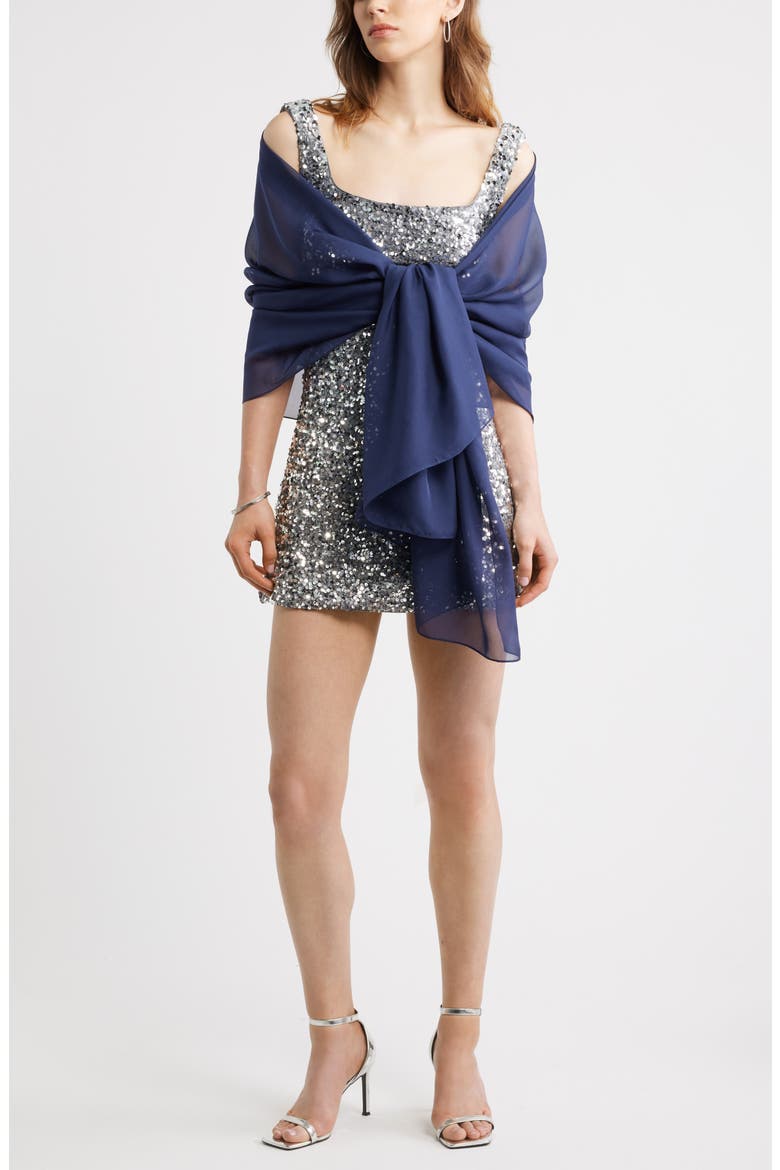 Nordstrom Silk Chiffon Wrap in Navy Evening at Nordstrom