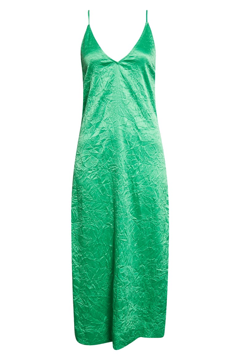 Crinkled Satin Slipdress, Alternate, color, BRIGHT GREEN