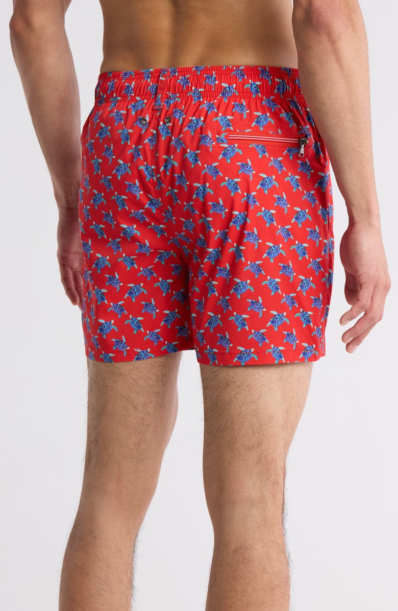 Bugatchi Sea Turtle Print Swim Trunks, Alternate, color,