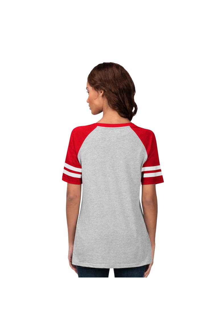 Women's G-III 4Her by Carl Banks Heather Gray Cincinnati Reds Goal Line Raglan V-Neck T-Shirt, Alternate, color, Heather Gray