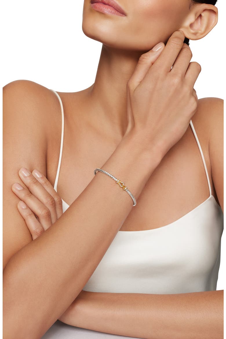 /Buckle Classic Cable Bracelet in Sterling Silver with 18K Yellow Gold and Diamonds, Alternate, color, YELLOW GOLD/ SILVER/ DIAMOND
