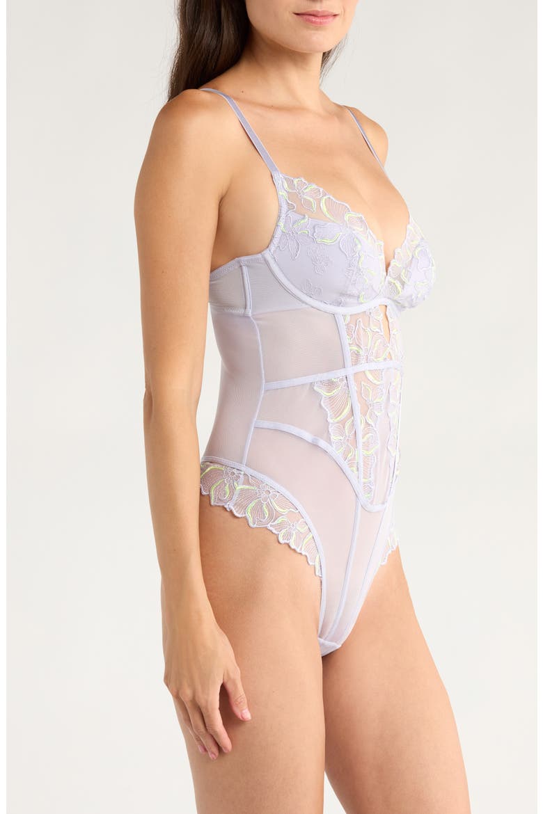 Lauren Lace & Mesh Bodysuit, Alternate, color, THISTLE