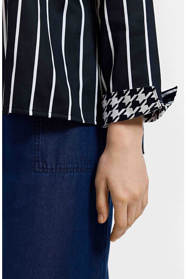 Agnes Stripe Cotton Popover Top, Alternate, color, BLACK/ WHITE