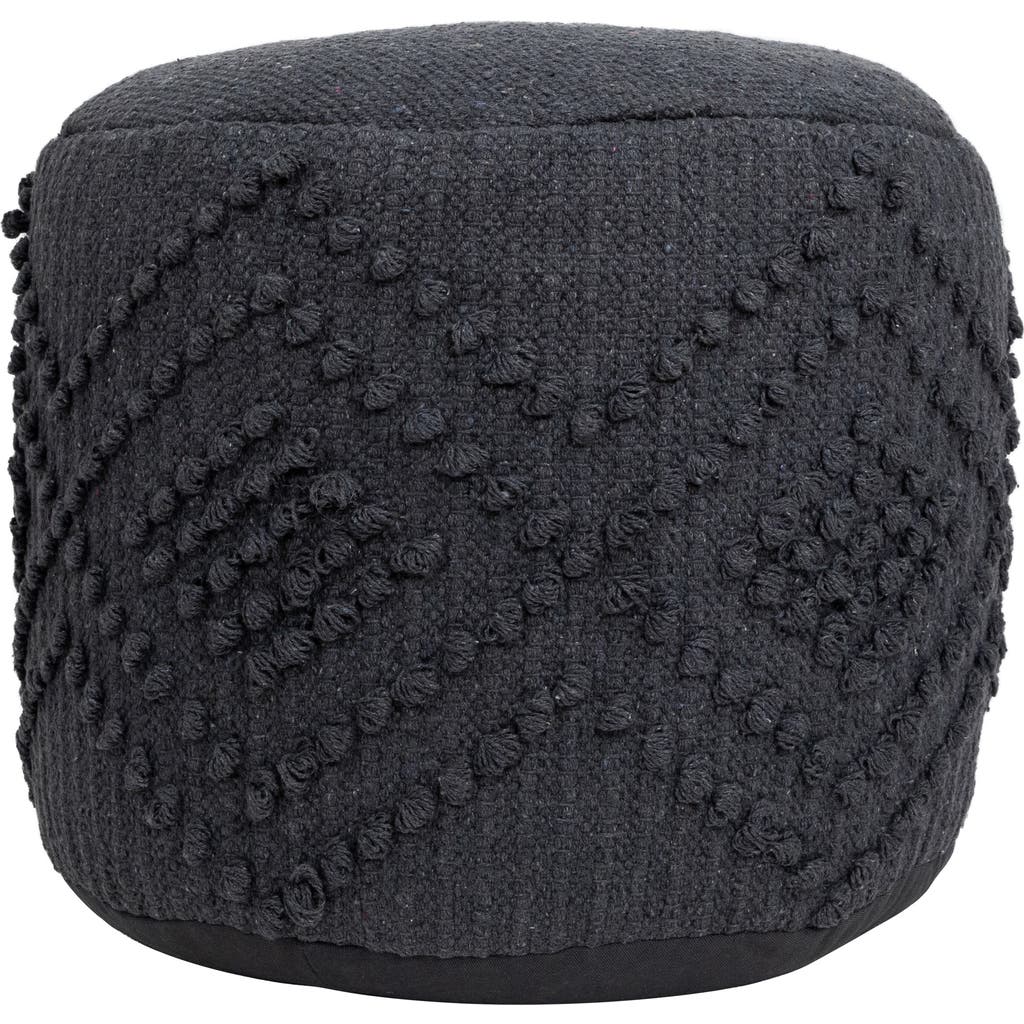 Northlight Woven Cotton Textured Round Pouf