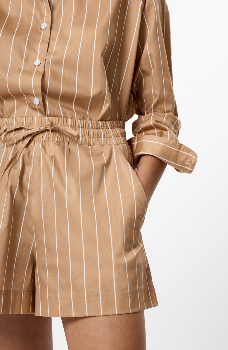 French Connection Alexis Stripe Poplin Shorts, Alternate, color, Macchiato