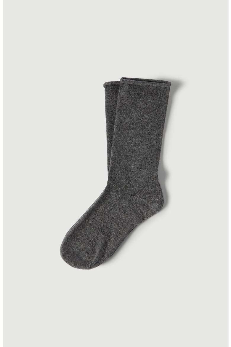 Stretch cashmere knit socks, Main, color, Anthracite