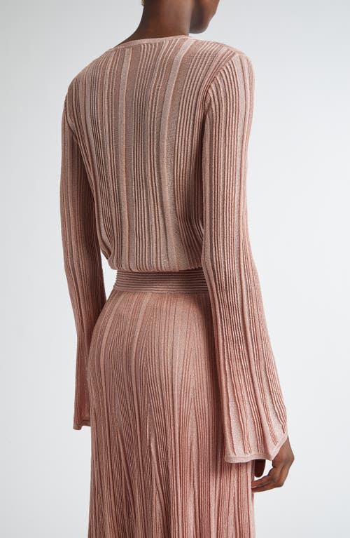Zimmermann Lucky Metallic Rib Sweater In Metallic Pink
