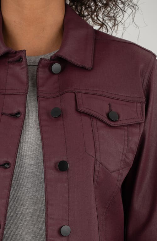 Kut From The Kloth Julia Coated Crop Denim Trucker Jacket In Purple