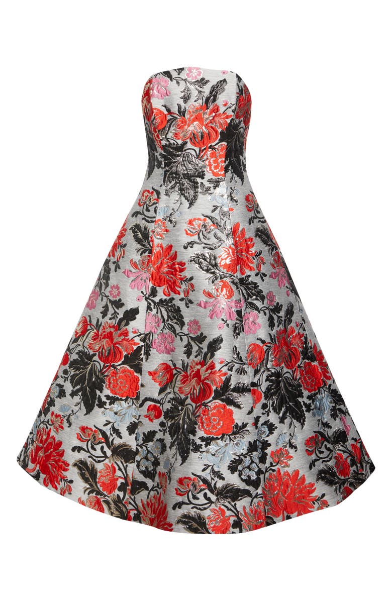 Carolina Herrera Embroidered Floral Print Strapless Tiered Silk Corset Minidress, Alternate, color, 