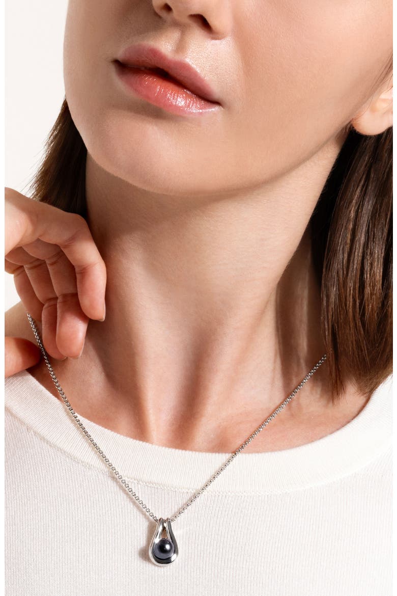 Surf Pendant Necklace, Grey Pearl, Alternate, color, SILVER GREY