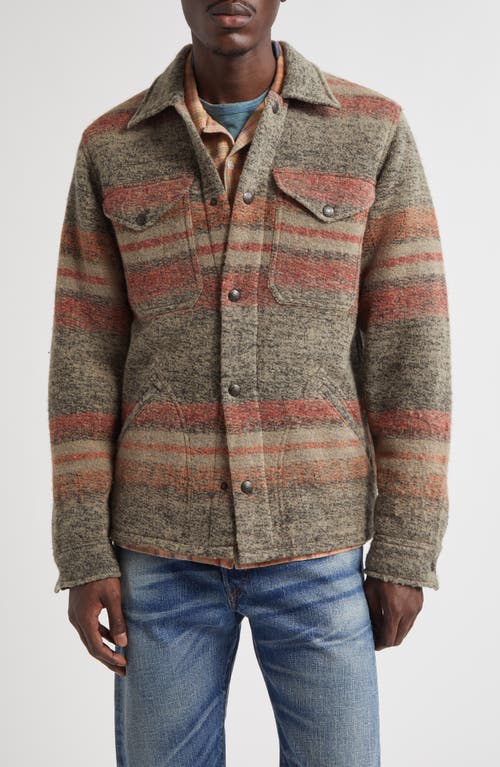 Double RL Stripe Wool Blend Knit Jacket in Red/Multi 