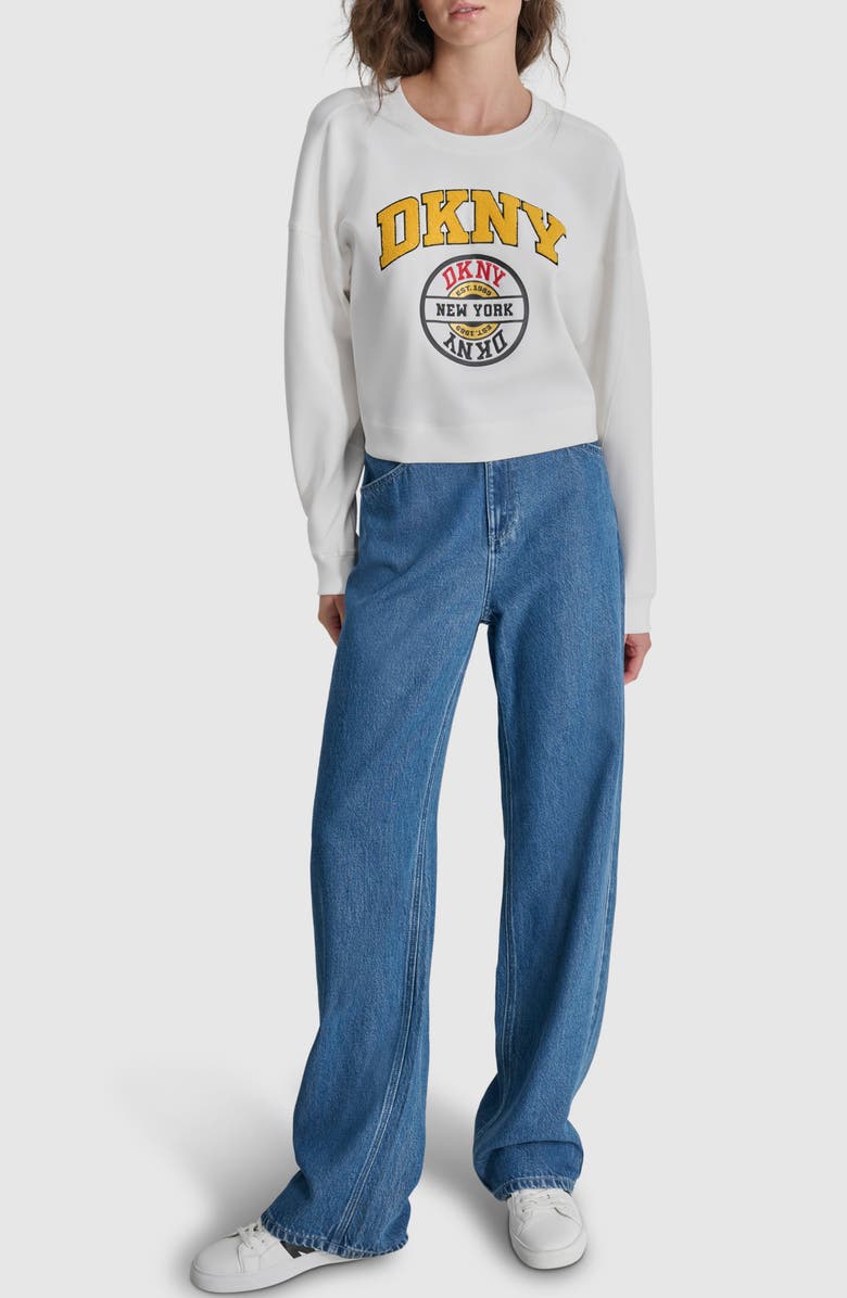 DKNY Varsity Graphic Sweatshirt, Alternate, color, 