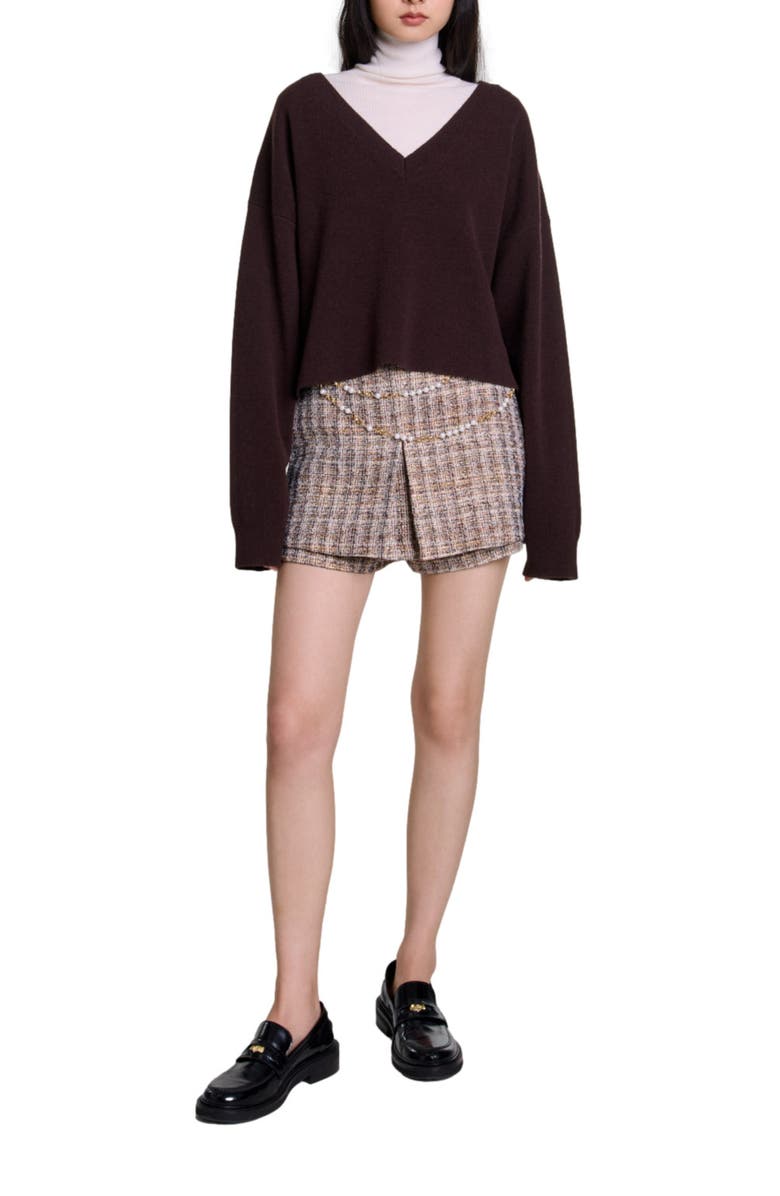 maje V-neck sweater, Main, color, 