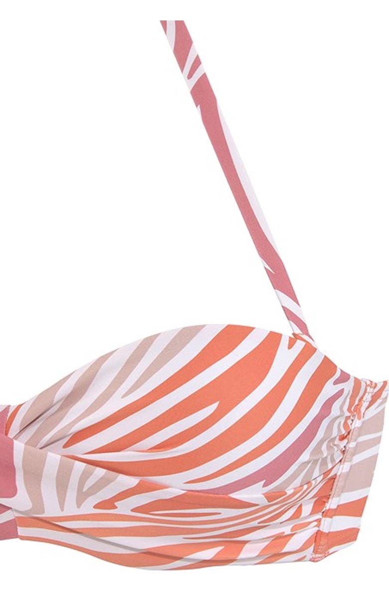 LASCANA Zebra Print Bandeau Bikini Top Size 34D, Alternate, color, Orange Multi