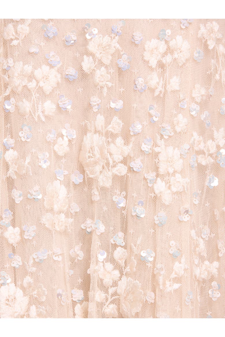 Dahlia Ditsy Short Cape Ankle Gown, Alternate, color, Cream