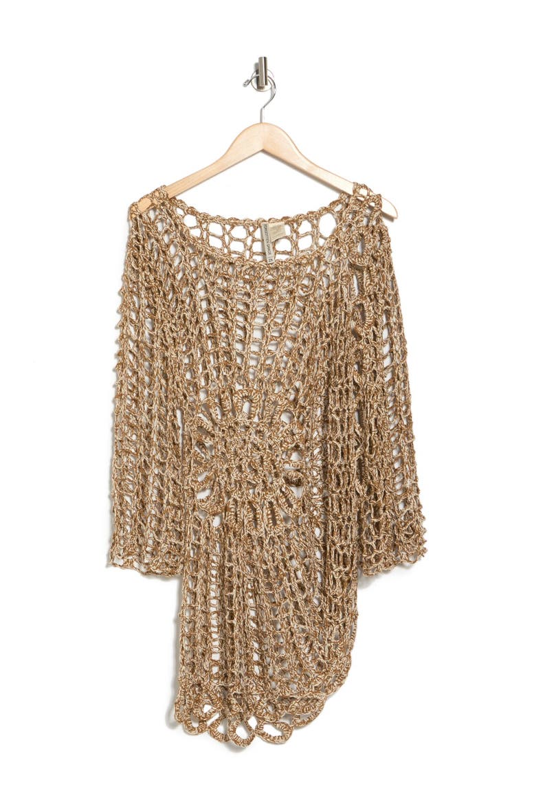 Open Weave Crochet Sweater, Alternate, color, MOCHA