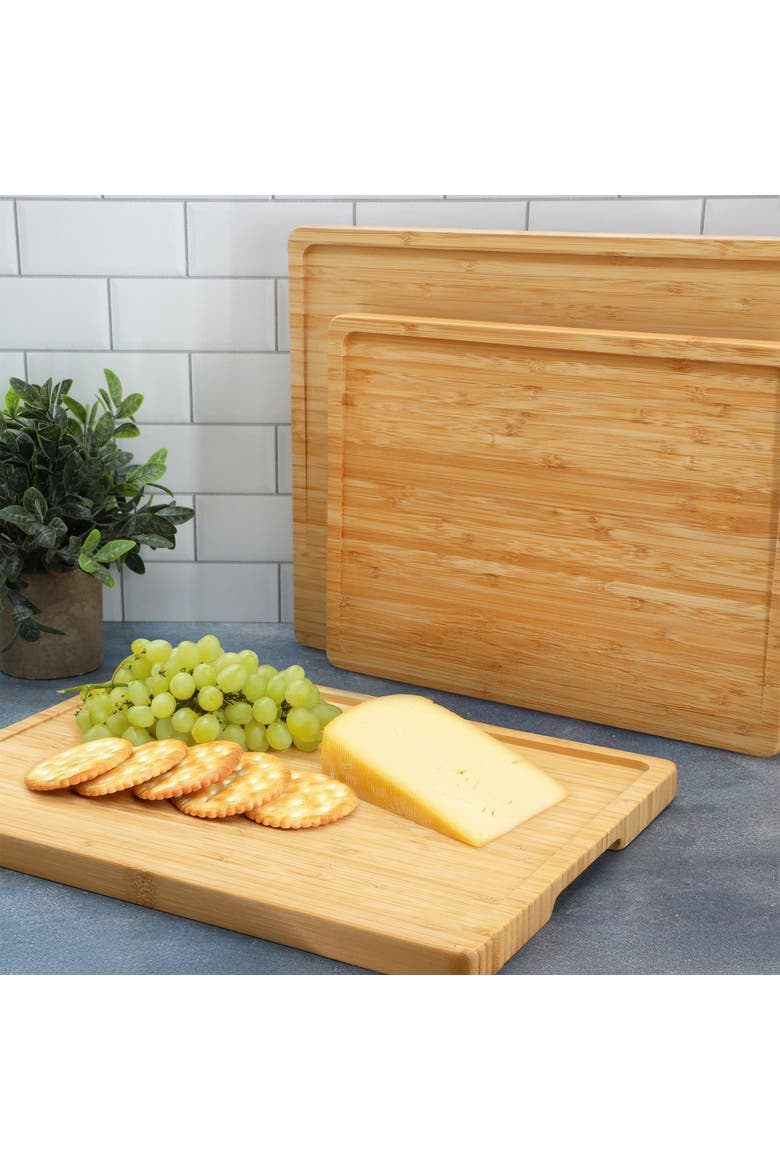 3 Piece Natural Wood Cutting Board Set, Alternate, color, Brown