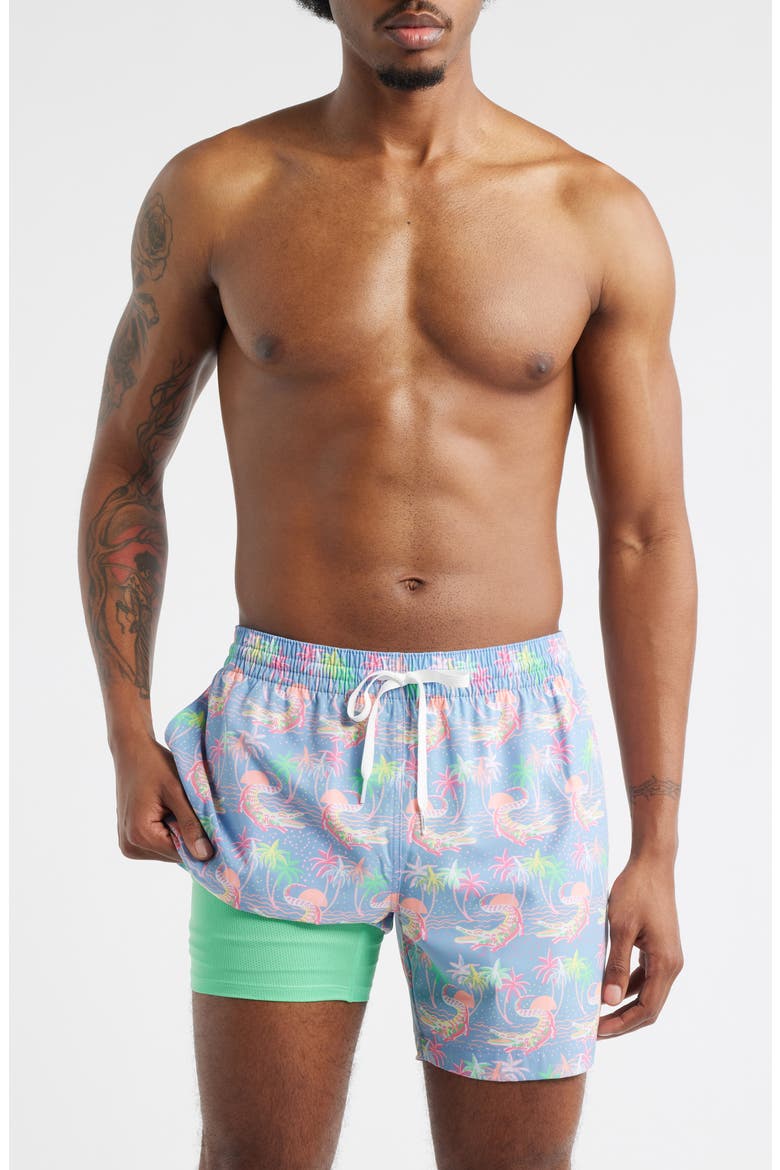 Rock-a-Crocks Lined 5.5-Inch Swim Trunks, Alternate, color, DUSTY BLUE