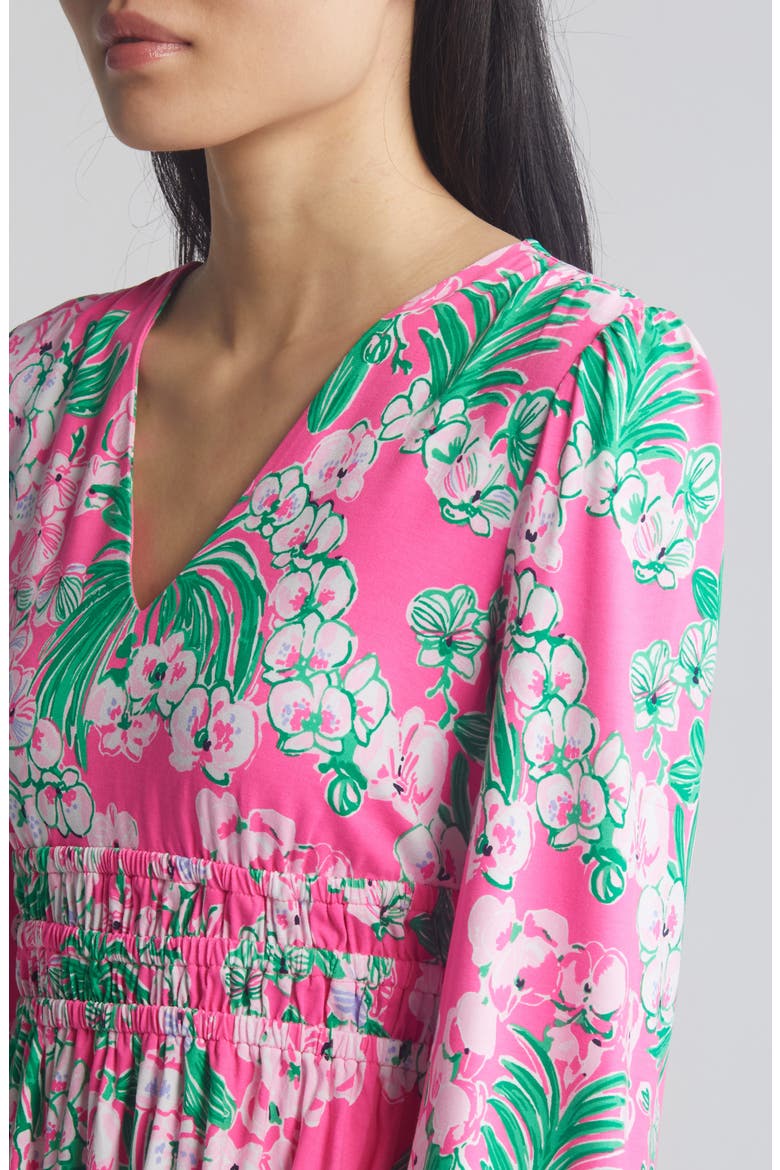 Calla Long Sleeve Shirred Waist Dress, Alternate, color, ROXIE PINK WORTH A LOOK