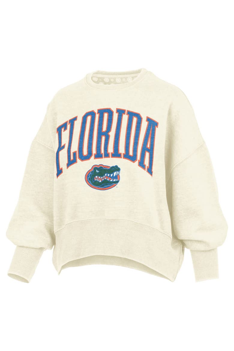 Women's Pressbox Natural Florida Gators Oversized Waist-Length Crewneck Sweatshirt, Alternate, color, Natural